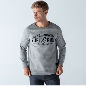 Triumph Motorcycles- Men’s Grey Crew Neck DERMONT Logo Sweatshirt Size Large